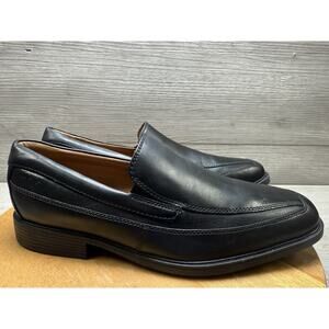 Clarks Men's Tilden Free Leather Formal Slip On Loafers Black Size 8